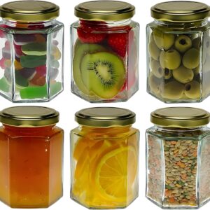 Bocaux confiture hexagonaux verre COS 6 pièces couvercles-0