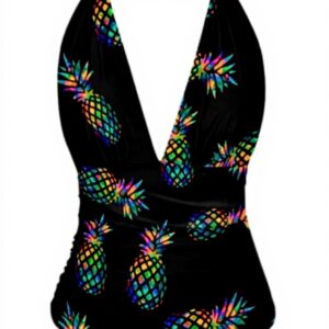 Biyejit Maillot de bain une pièce femme col V dos nu gainant